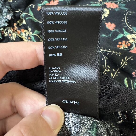 Urban Outfitters Top Womens XS Black Floral Lace Puff Sleeve Cropped V Neck Boho - Picture 5 of 10